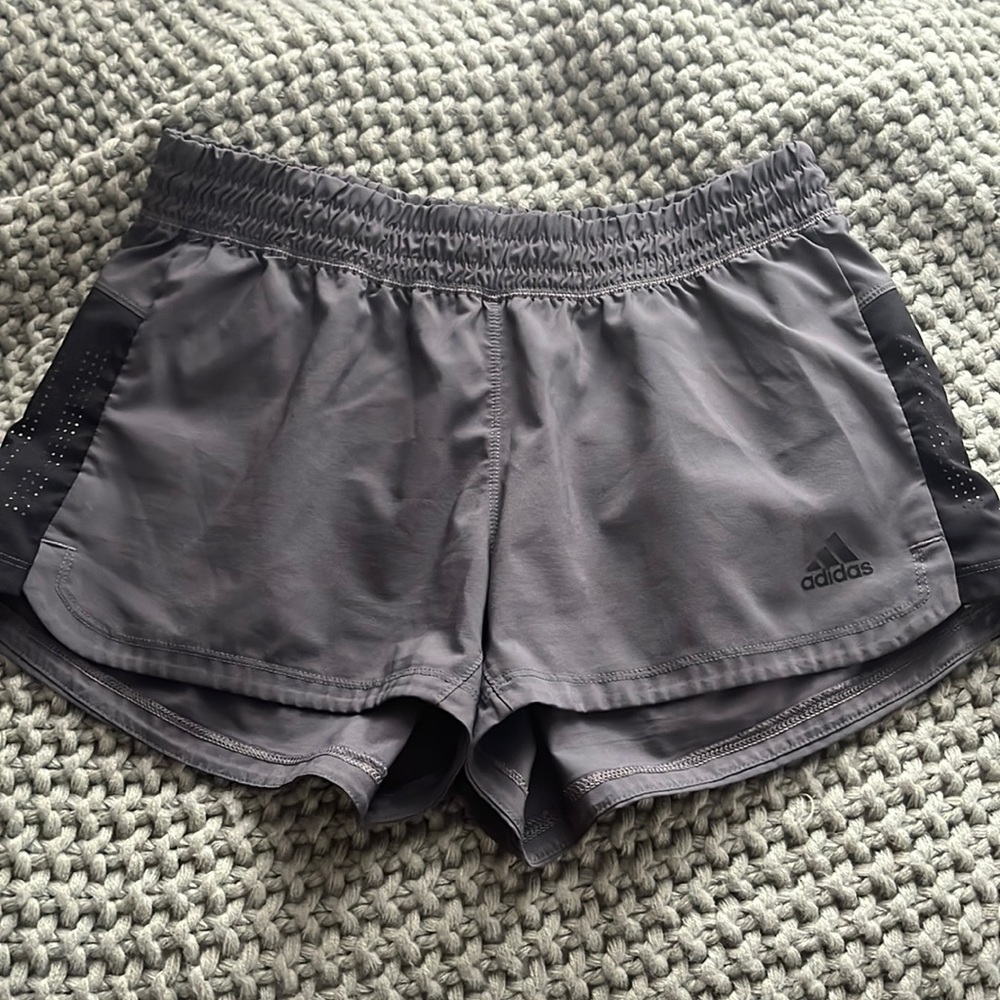 Adidas.. grey and black athletic shorts.